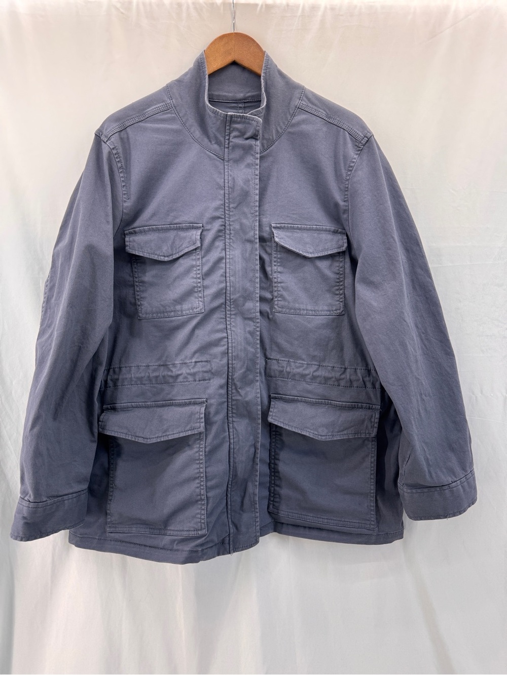 Women’s Plus Size Military Field Jacket Slate Grey Cotton Cargo Utility Coat XXL